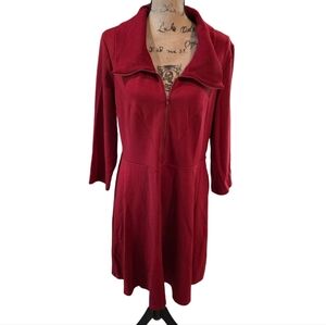 Spense Zip Cowl Neck Cozy Long Sleeve Red Dress Size 16